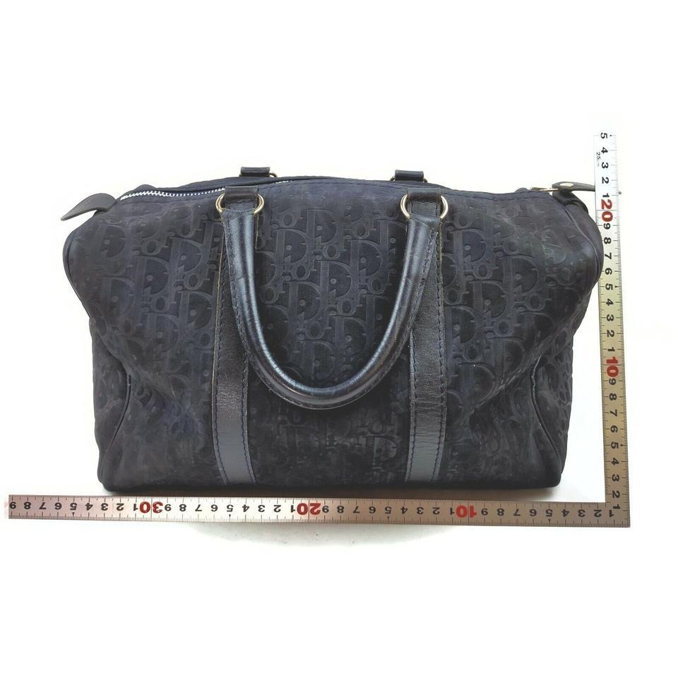 Christian Dior Black Embossed Suede Monogram Trotter Boston Bag  862031 5