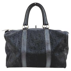 Vintage Christian Dior Black Embossed Suede Monogram Trotter Boston Bag  862031