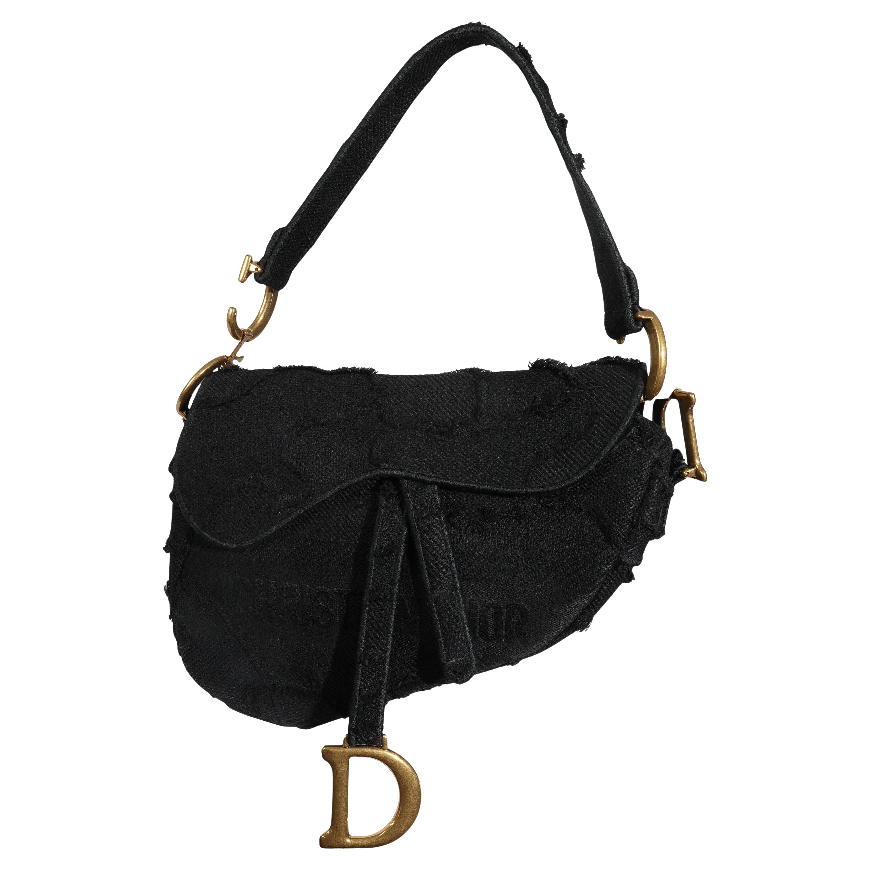 Christian Dior - Sacoche moyenne en toile de camouflage brodée - noir