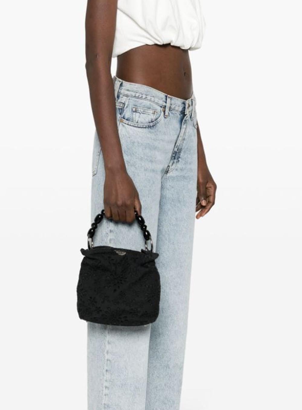 Christian Dior Black Embroidered Cotton Malice Tote Bag For Sale 1