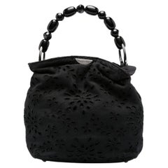 Christian Dior Black Embroidered Cotton Malice Tote Bag