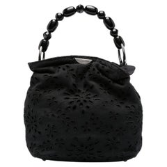 Christian Dior Schwarze bestickte Malice Tote Bag aus Baumwolle