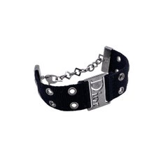 Christian Dior Black Fabric Strap Logo Panel Street Chic Bracelet