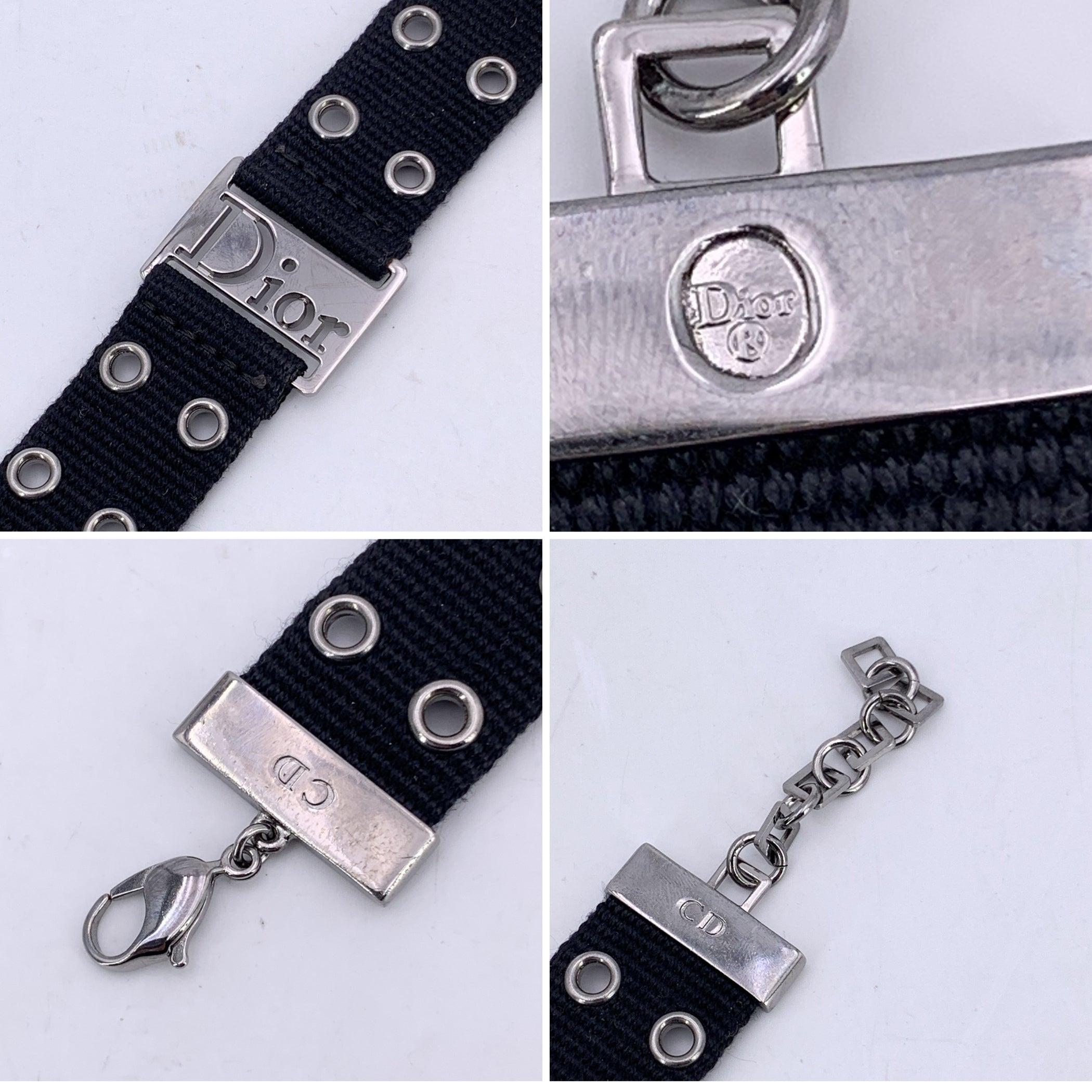 Christian Dior Black Fabric Strap Logo Panel Street Chic Bracelet In Excellent Condition In Rome, Rome