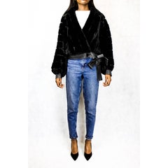 Christian Dior black faux fur and leather trimmed short jacket, circa 1967