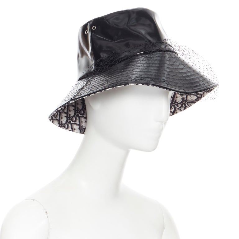 Christian Dior 113C907A4502 Oblique bucket Bob hat hat Canvas/Leather Navy