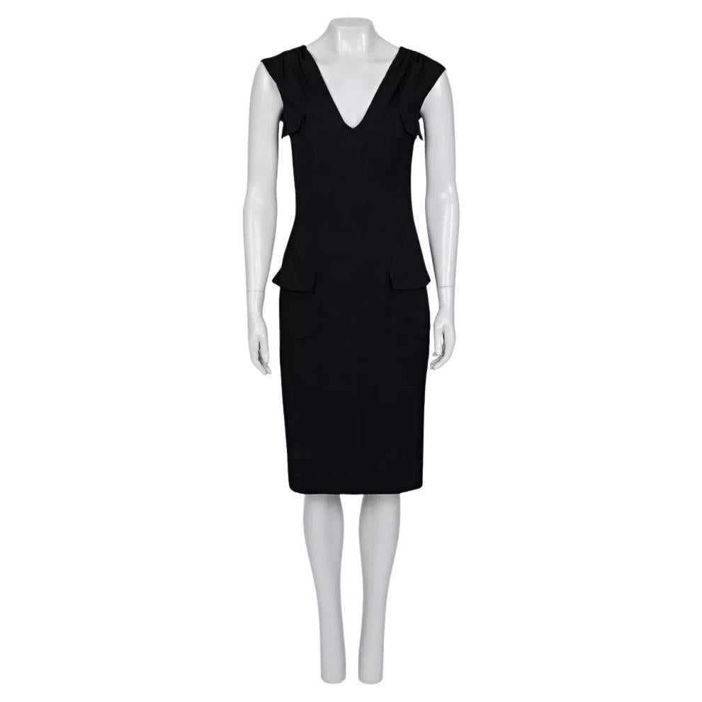 Christian Dior Black Fitted Wool Dress Sz.36/S
