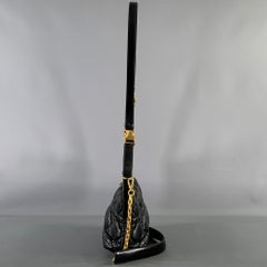 CHRISTIAN DIOR Black Gold Cannage Leather Metal Bag