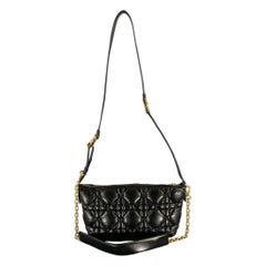CHRISTIAN DIOR Black Gold Cannage Leather Metal Bag