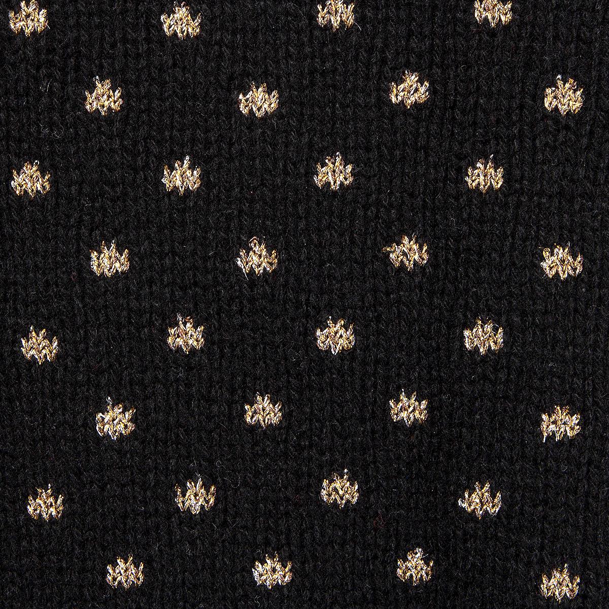 Women's CHRISTIAN DIOR black & gold cashmere 2018 POLKA DOT V-Neck Sweater 38 S For Sale