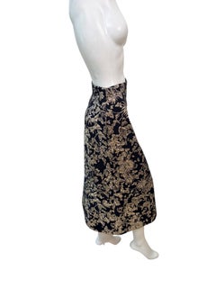 Christian Dior Black & Gold Metallic Floral Jacquard Midi Skirt FR 36