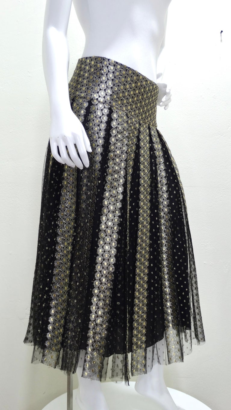 Women's or Men's Christian Dior Black/Gold Metallic Tulle Skirt For Sale