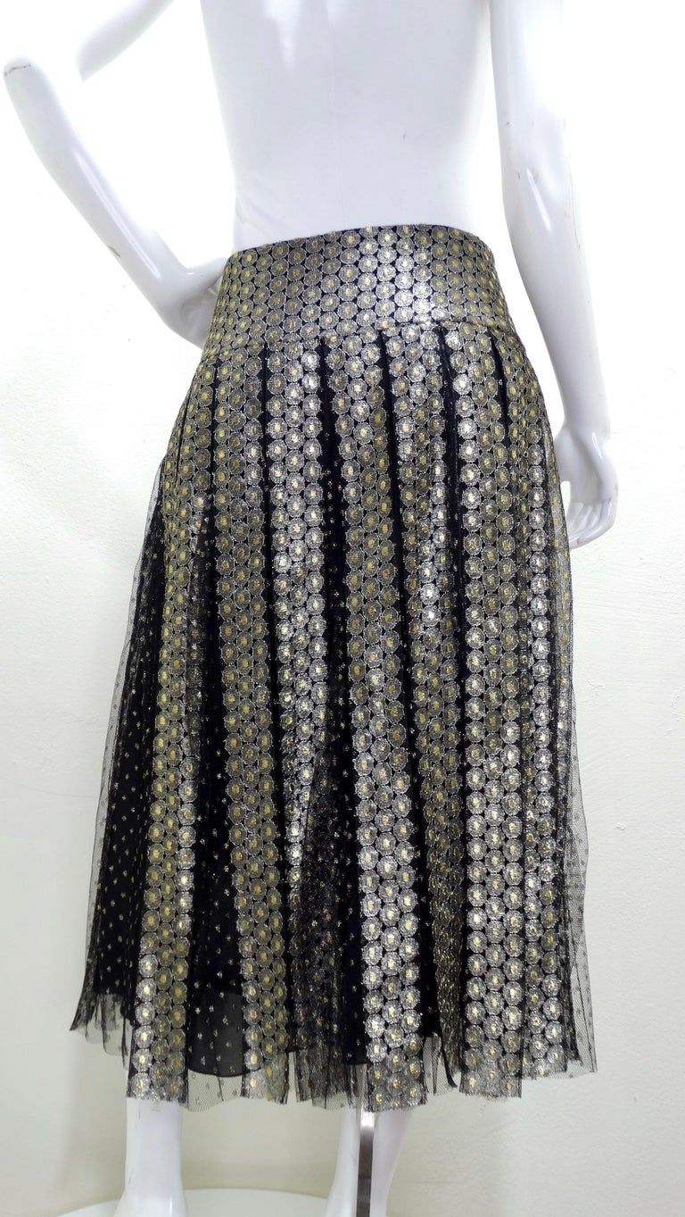 Christian Dior Black/Gold Metallic Tulle Skirt For Sale 1
