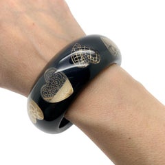 Christian Dior Black & Gold Resin Heart Bangle 1990s