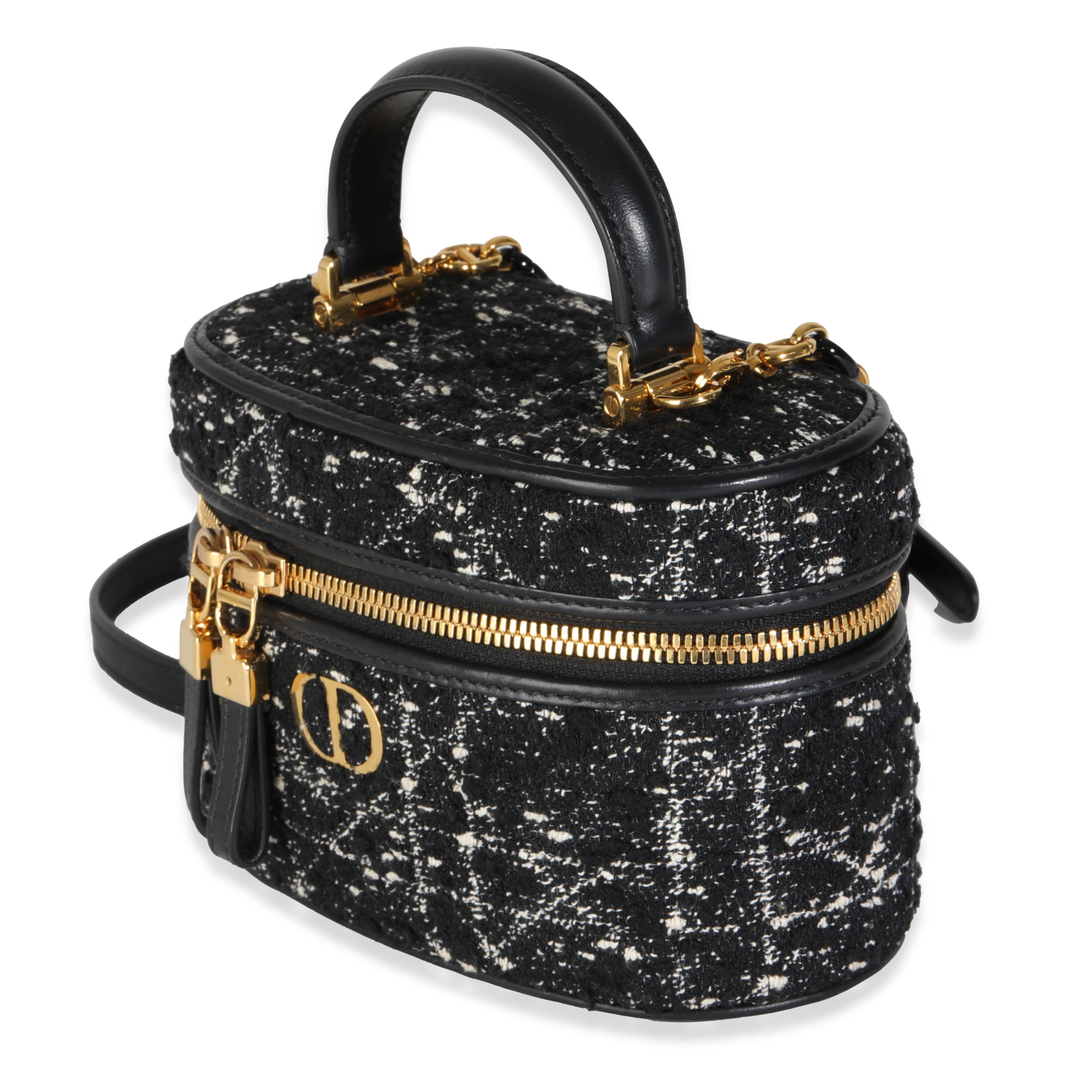 Women's Christian Dior Black Gold Tweed Mini Caro Vanity