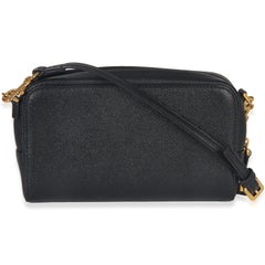Christian Dior Black Grained Calfskin Caro Double Pouch