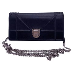 Christian Dior Black Grained Calfskin Diorama Croisière Wallet on Chain Bag