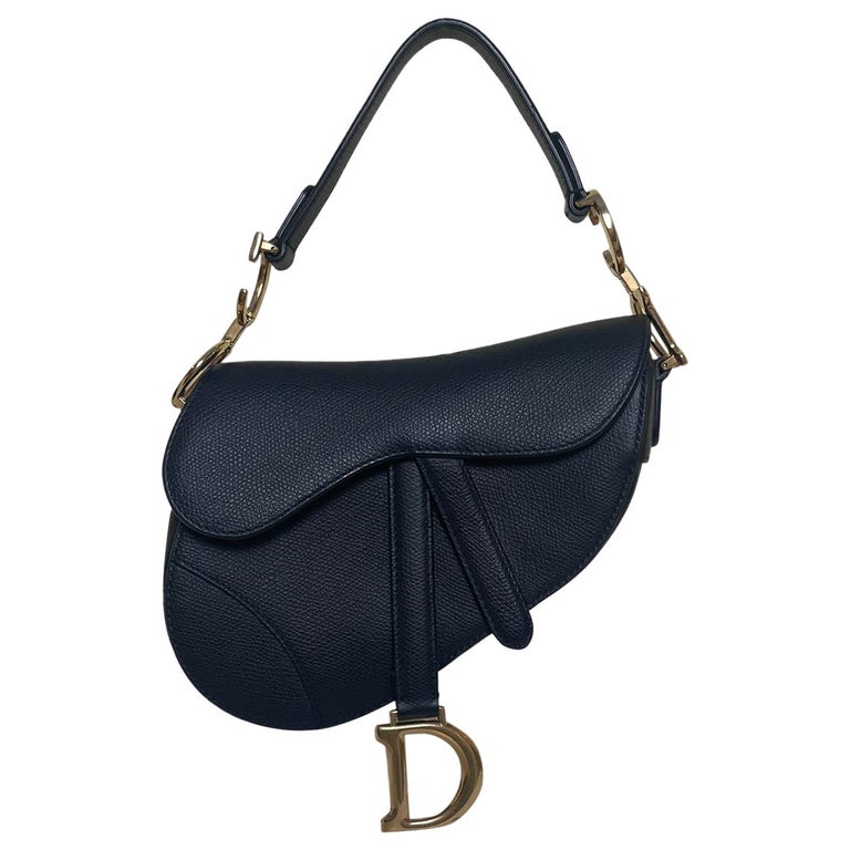Dior Saddle Bag Calfskin Black in Grained Calfskin with Gold-tone - US