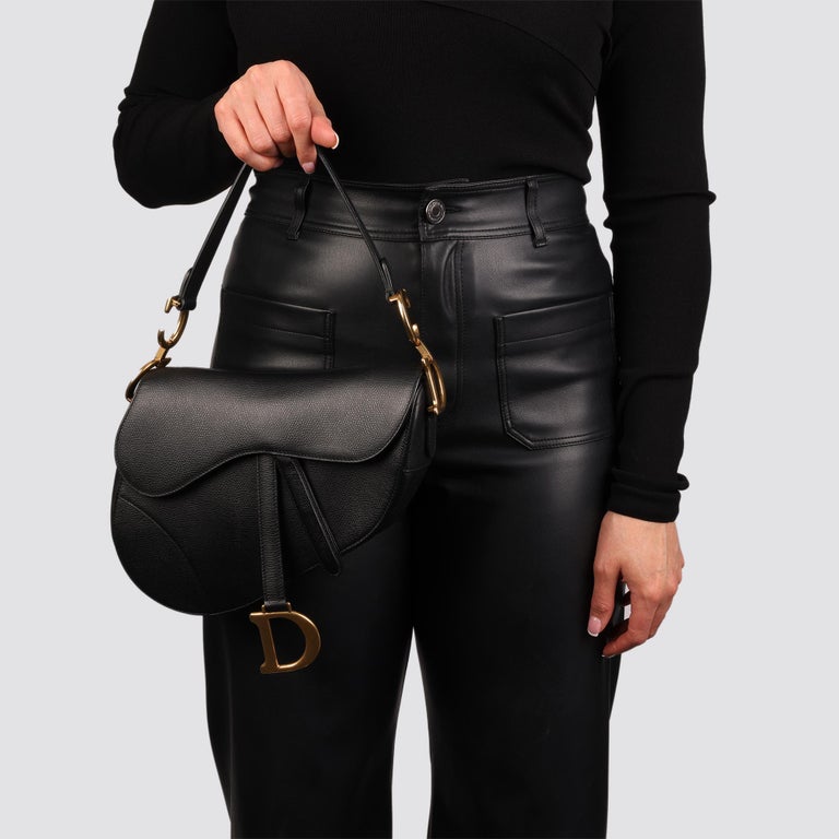 Christian Dior Saddle Bag Mini Grained Calfskin Leather Black