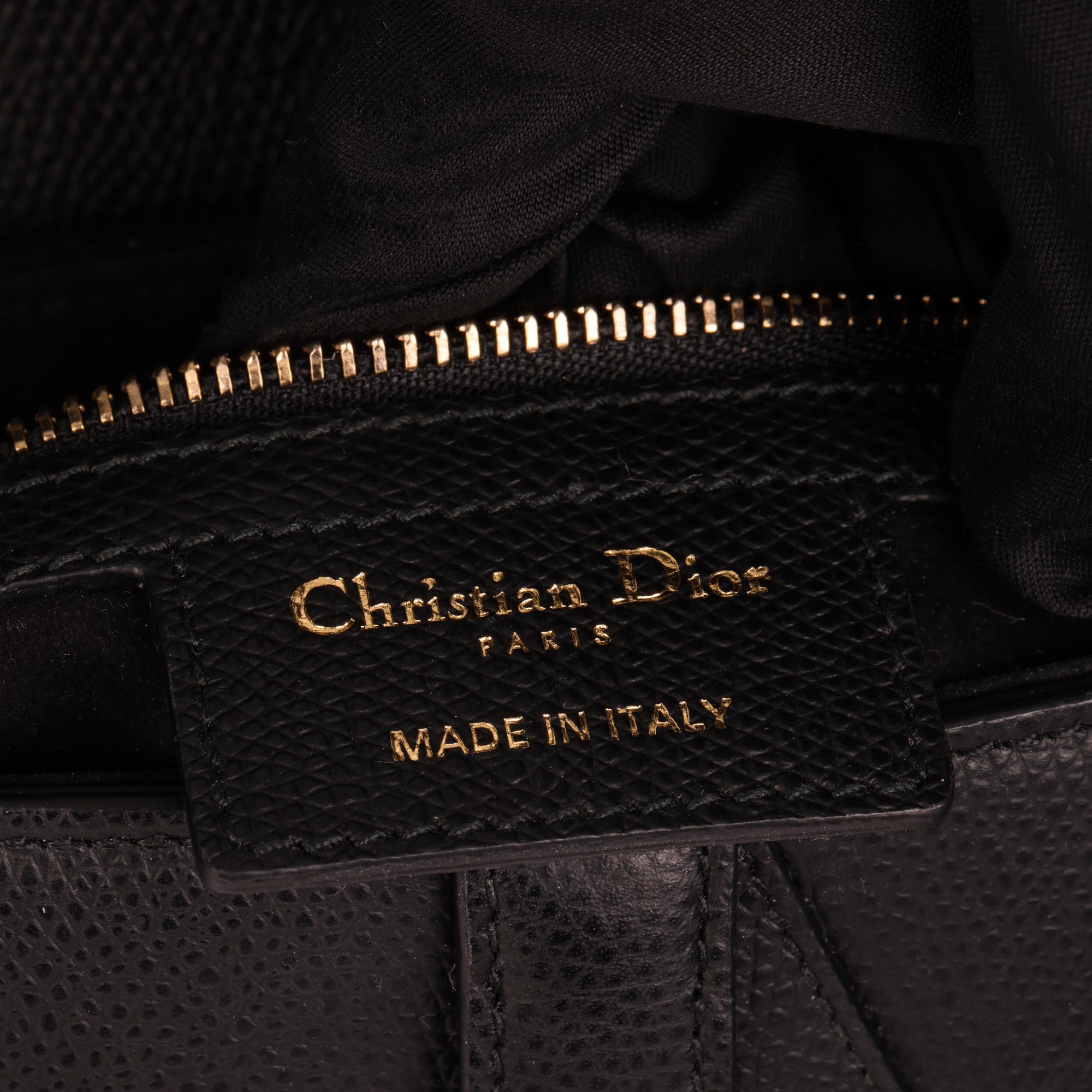 CHRISTIAN DIOR Black Grained Calfskin Leather Saddle Bag 1