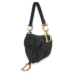 Christian Dior Schwarzes genarbtes Kalbsleder Mittlere Satteltasche