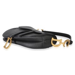 Christian Dior Black Grained Calfskin Medium Saddle Bag