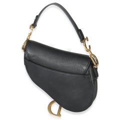 Christian Dior Black Grained Calfskin Mini Saddle Bag