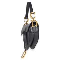 Christian Dior Black Grained Calfskin Mini Saddle Bag