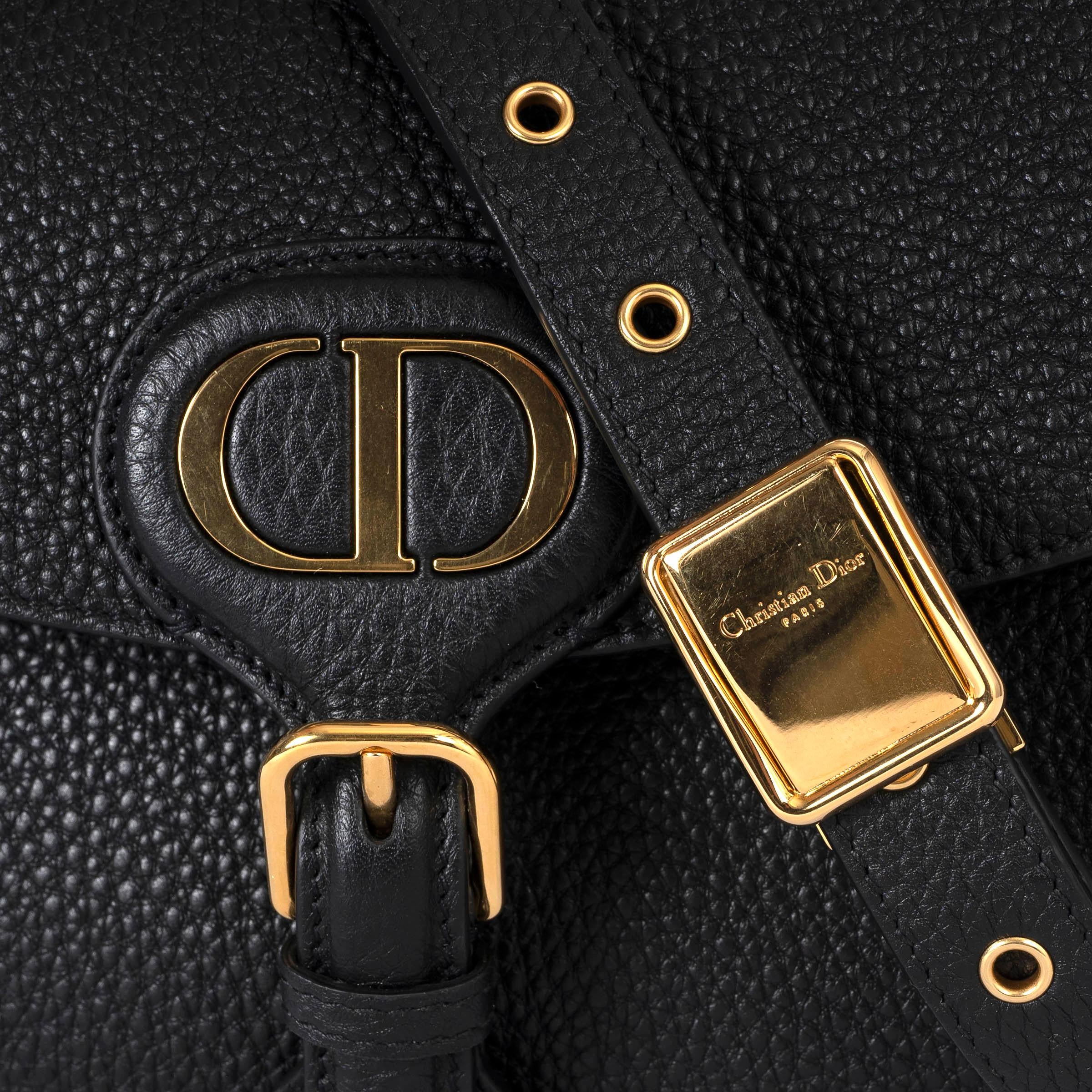 CHRISTIAN DIOR black grained leather BOBBY MEDIUM Crossbody Bag 2