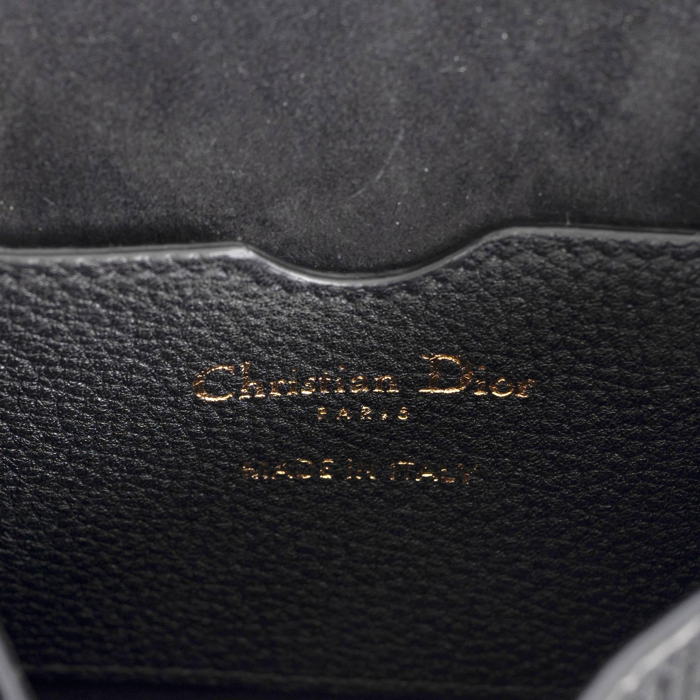 CHRISTIAN DIOR black grained leather BOBBY MEDIUM Crossbody Bag 3