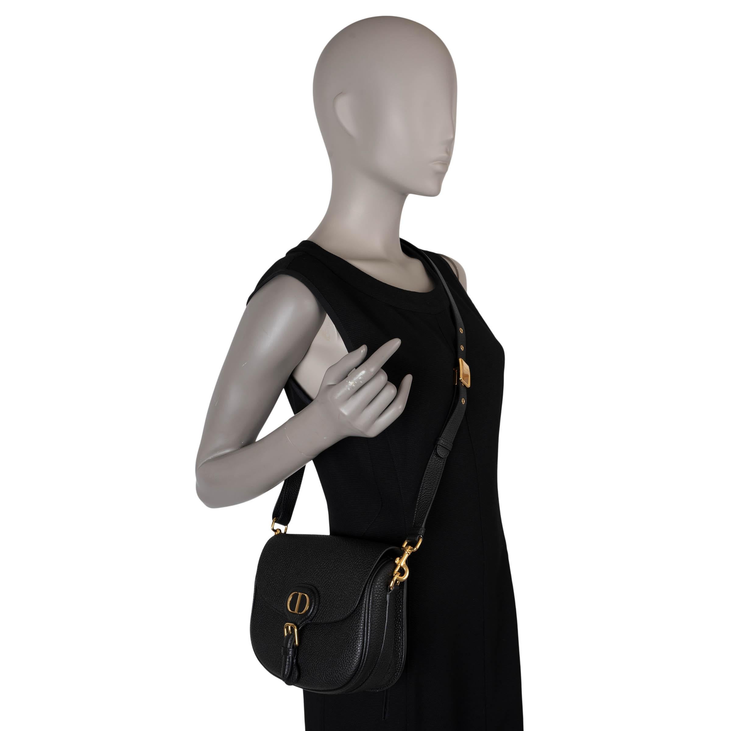 CHRISTIAN DIOR black grained leather BOBBY MEDIUM Crossbody Bag 4