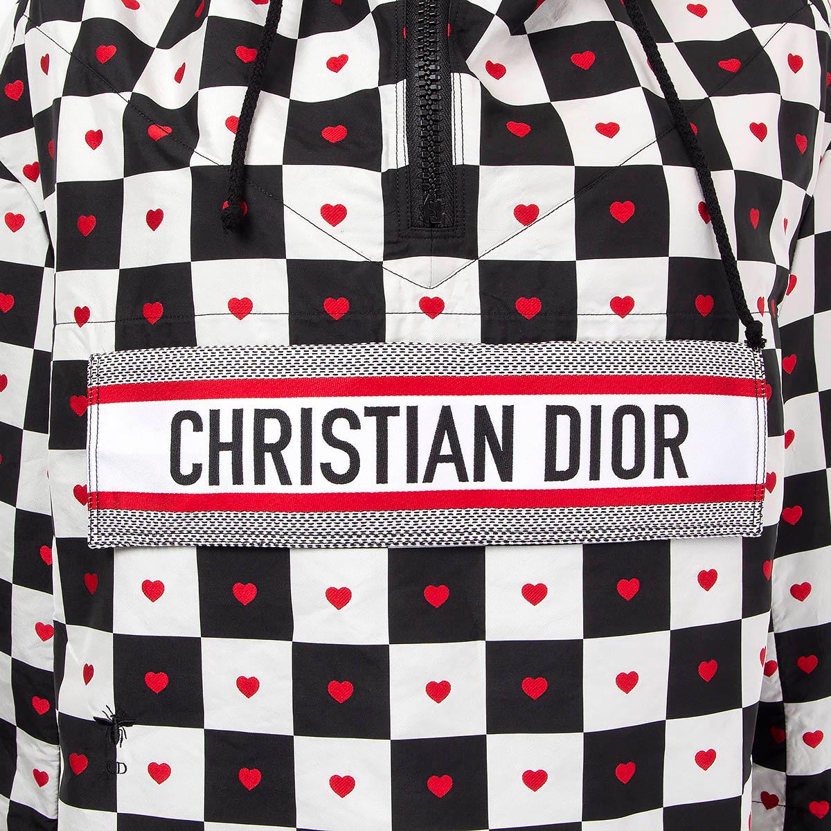 CHRISTIAN DIOR black grey 2021 DIORAMOUR HEARTS CHECK ANORAK Coat Jacket XS For Sale 2