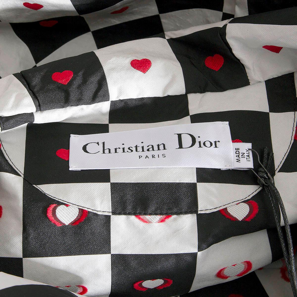 CHRISTIAN DIOR black grey 2021 DIORAMOUR HEARTS CHECK ANORAK Coat Jacket XS For Sale 3
