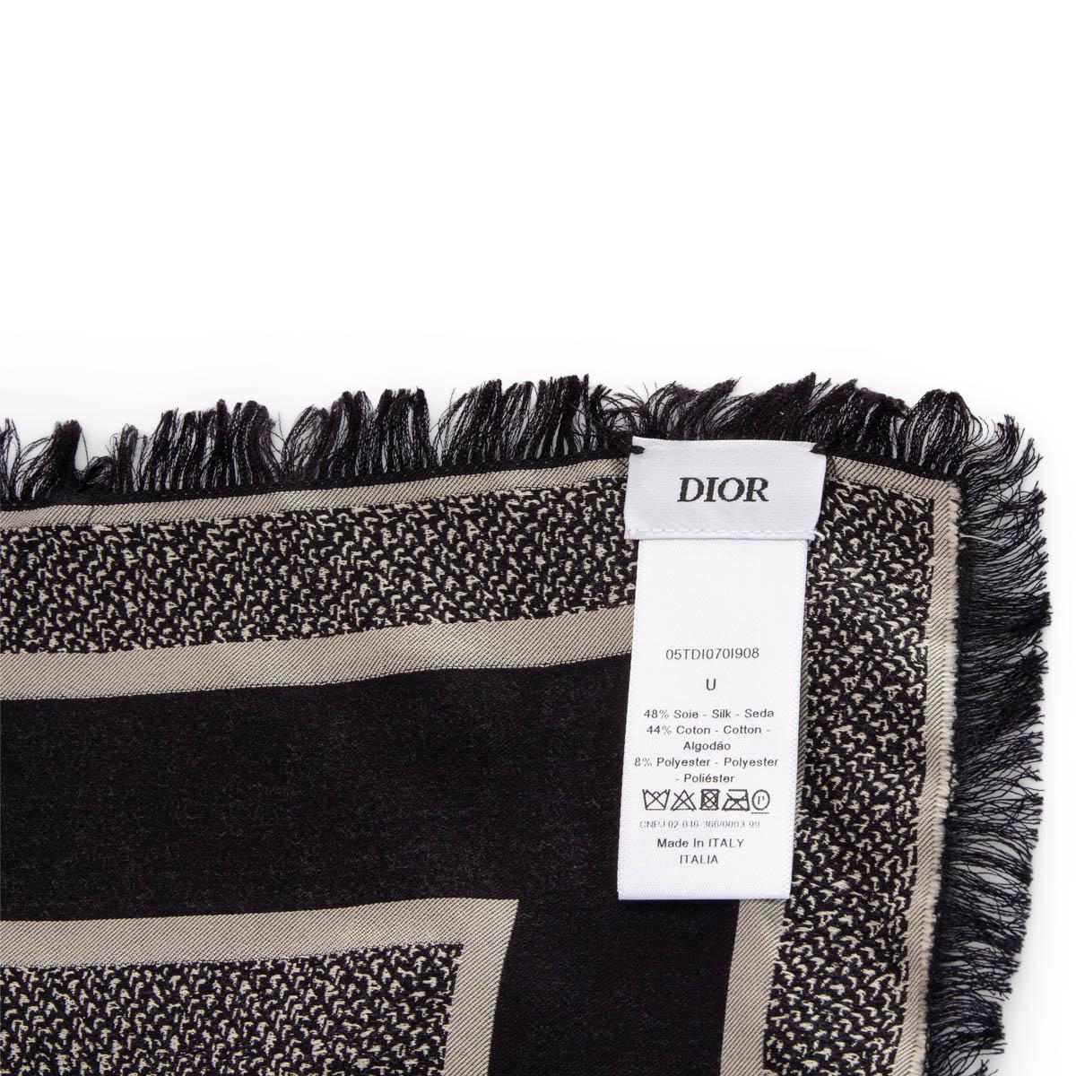 CHRISTIAN DIOR black & grey silk blend TIE-DYE Scarf For Sale 2