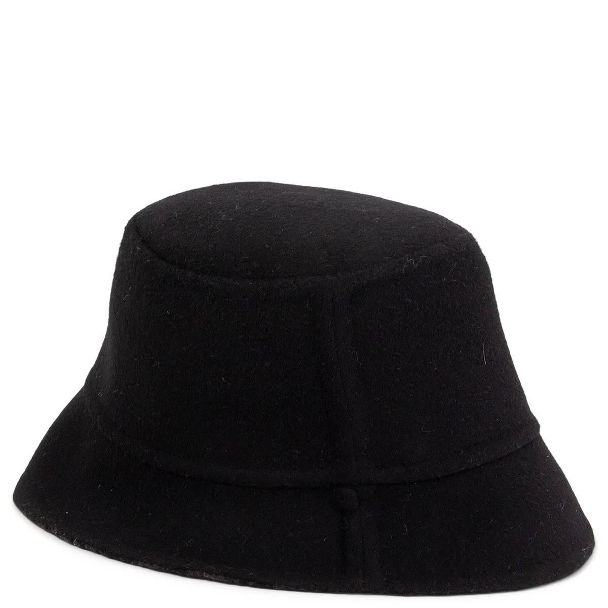 Women's CHRISTIAN DIOR black & grey wool REVERSIBLE OBLIQUE BUCKET Hat 58