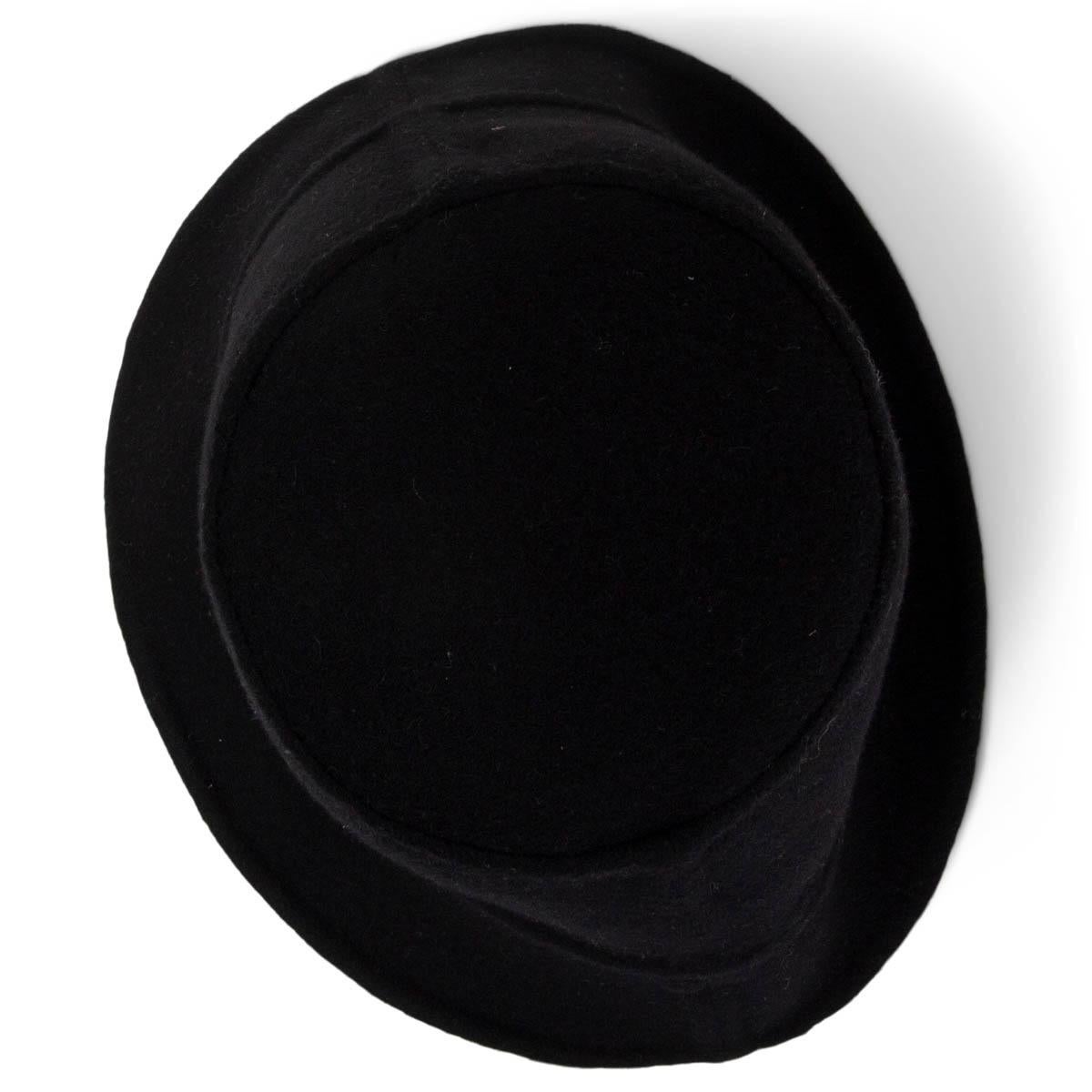 CHRISTIAN DIOR black & grey wool REVERSIBLE OBLIQUE BUCKET Hat 58 1
