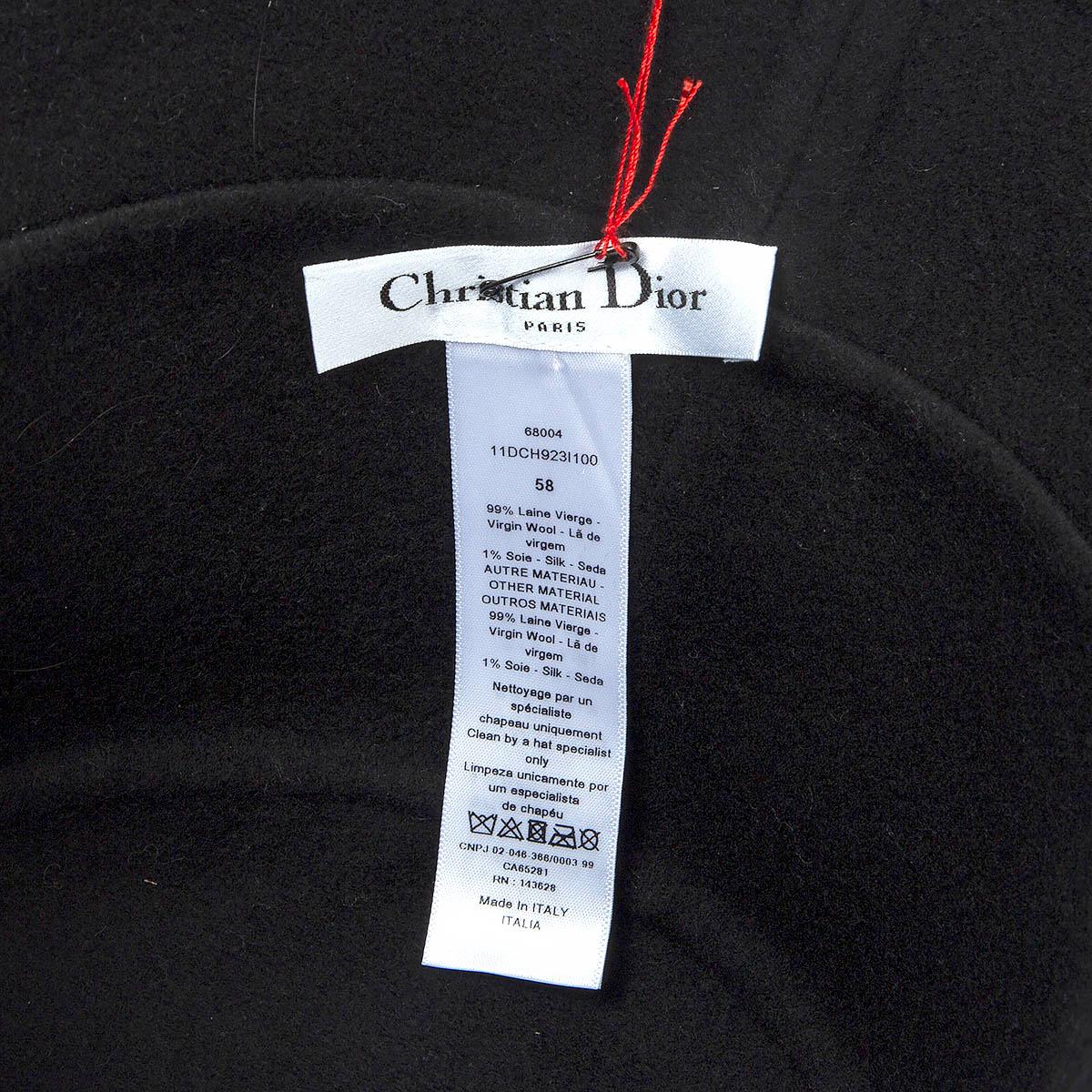 CHRISTIAN DIOR black & grey wool REVERSIBLE OBLIQUE BUCKET Hat 58 3