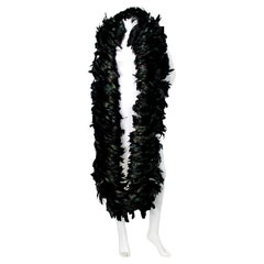 Christian Dior Boa di piume iridescenti nere circa anni '80
