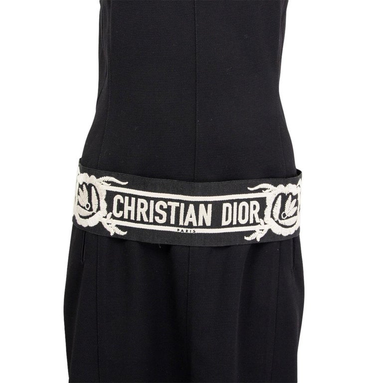 100% authentic Christian Dior braided tie belt in black grosgrain fabric embellished with off-white embroidery and logo lettering. Has been worn and is in excellent condition. 

2019 Resort

Measurements
Tag Size	one size
Width	8.5cm
