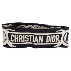 CHRISTIAN DIOR black ivory 2019 EMBROIDERED GROSGRAIN Waist Belt OS