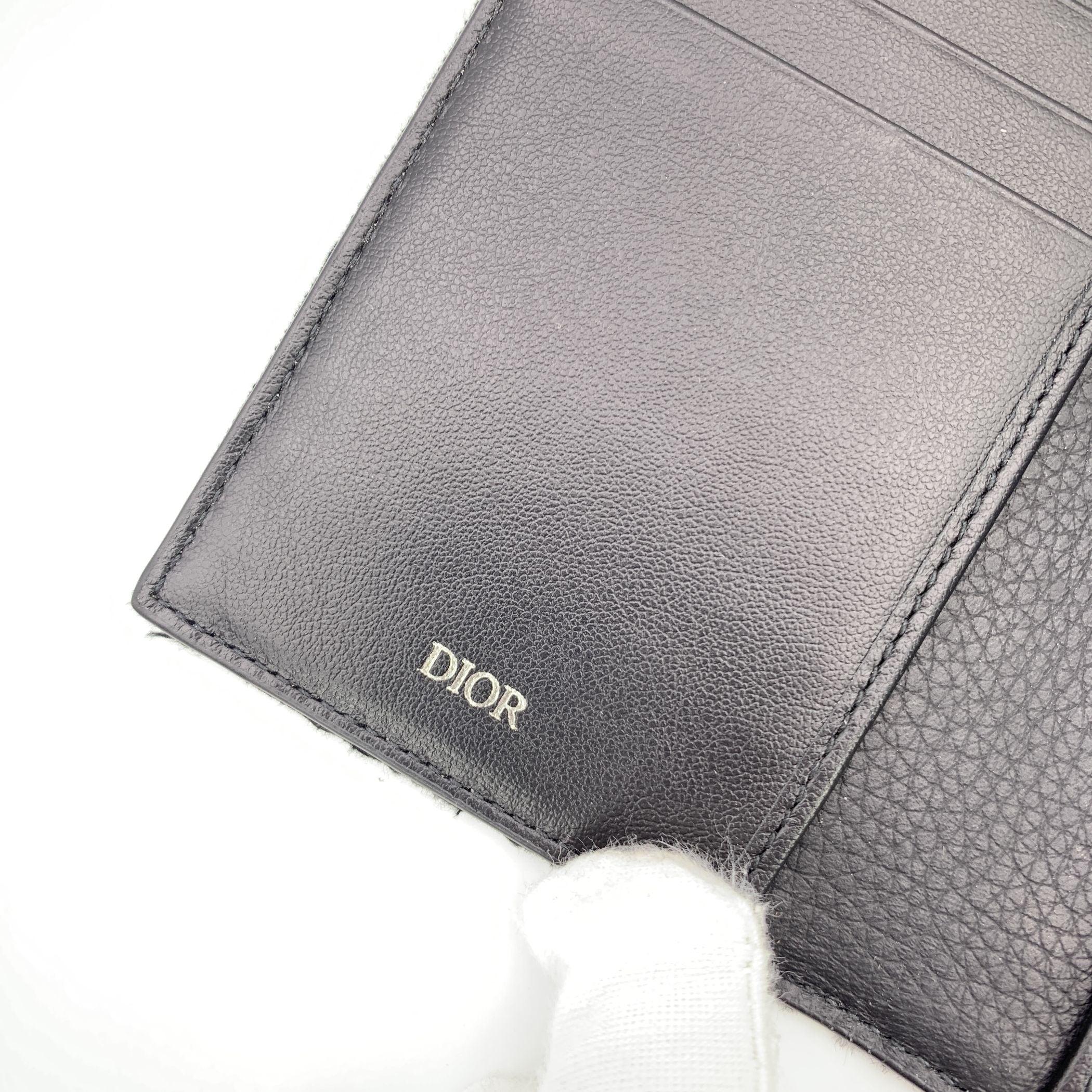Christian Dior Black Jacquard Canvas Bi-Fold Vertical Card Holder For Sale 1