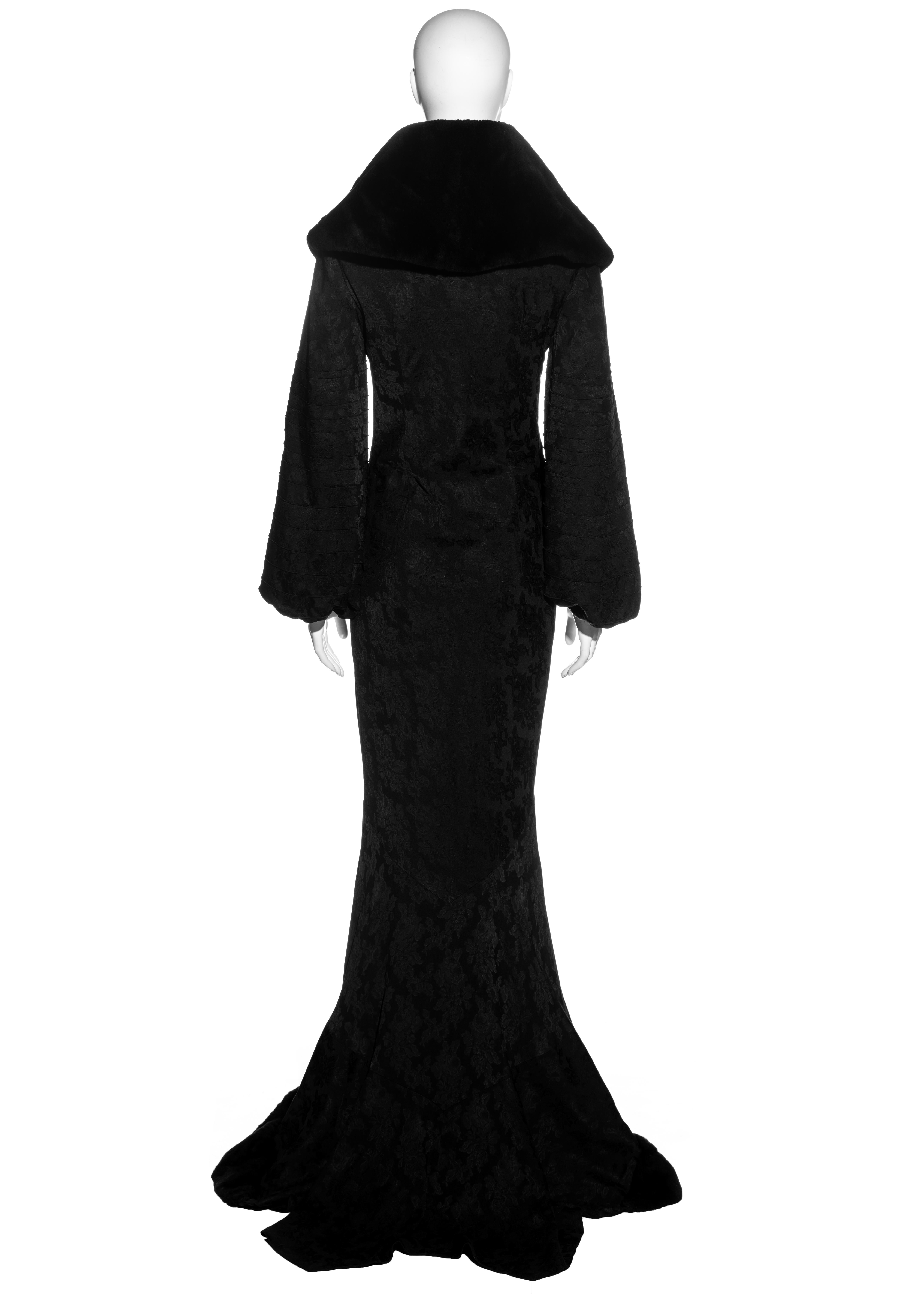 Christian Dior black jacquard evening fur coat and maxi dress, fw 1998 2