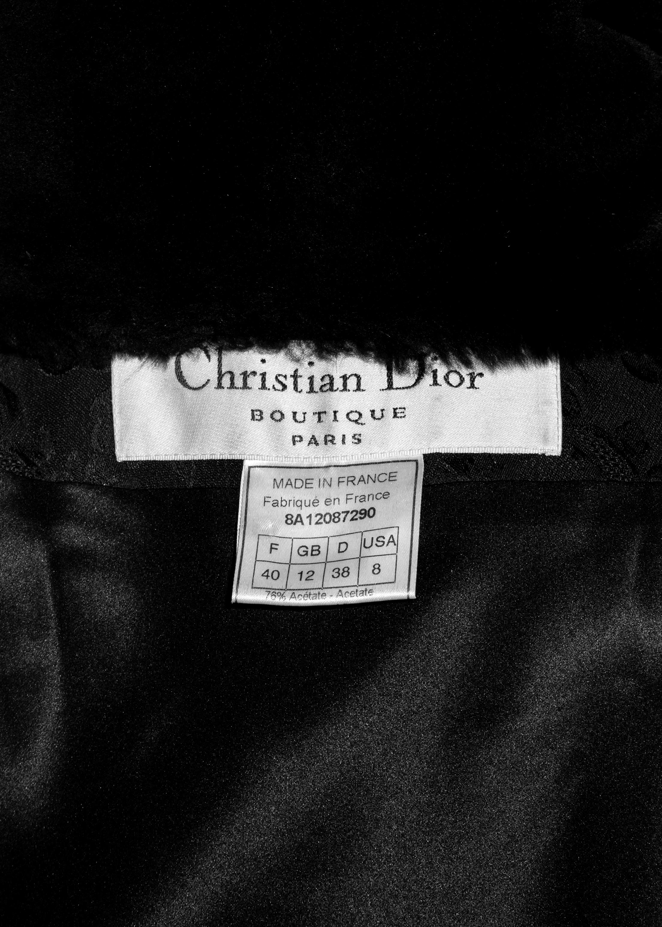 Christian Dior black jacquard evening fur coat and maxi dress, fw 1998 3
