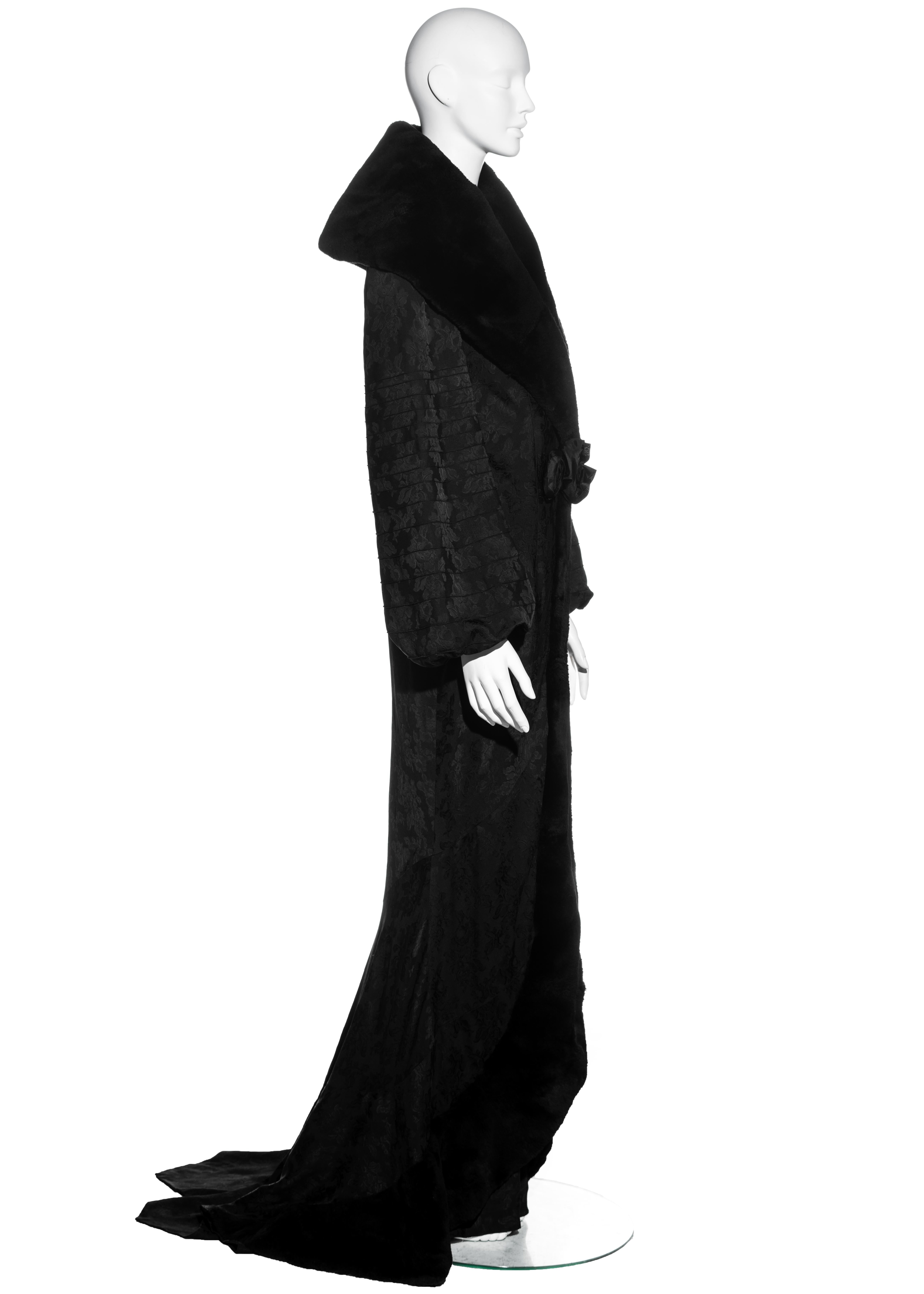 Women's Christian Dior black jacquard evening fur coat and maxi dress, fw 1998
