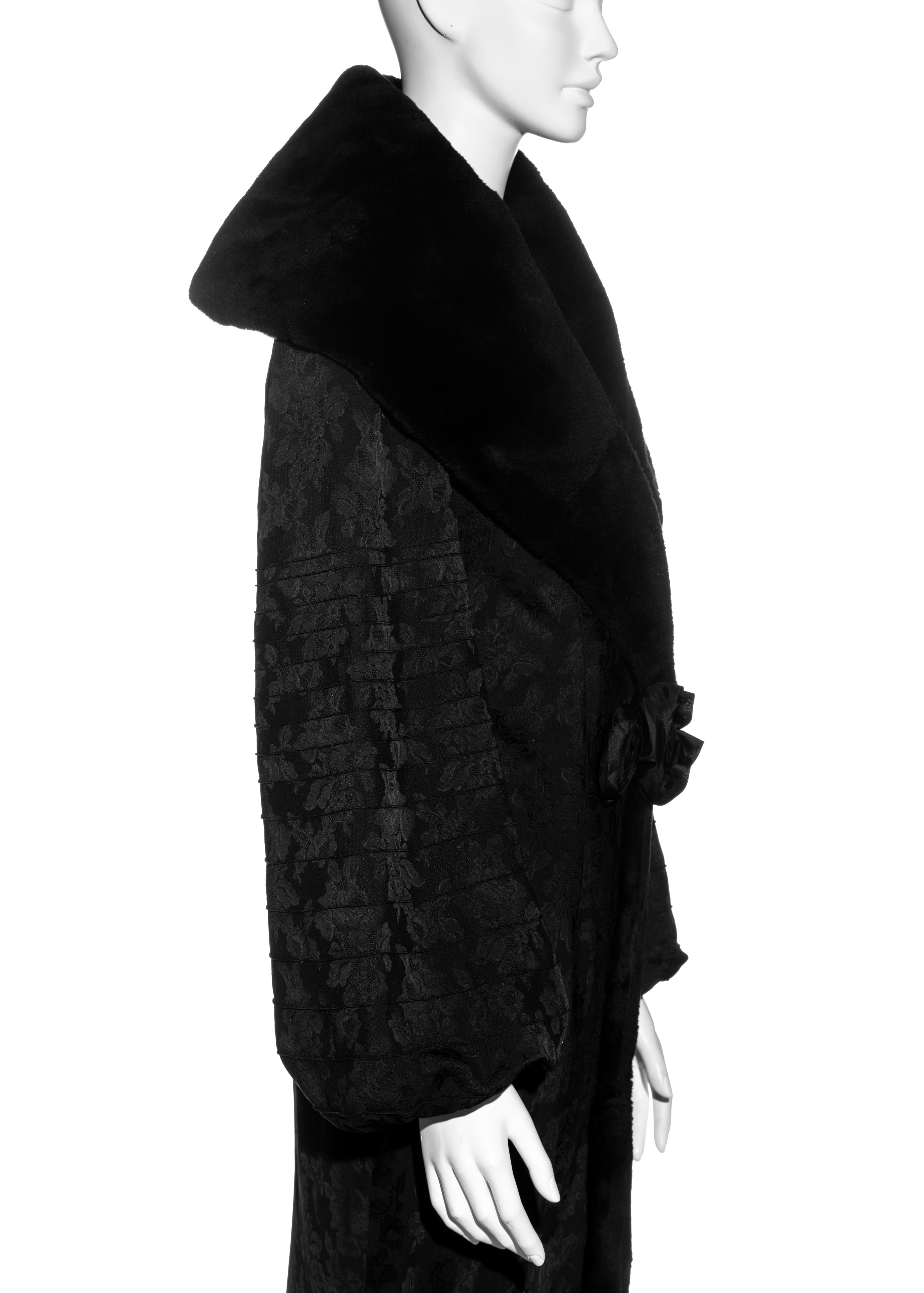 Christian Dior black jacquard evening fur coat and maxi dress, fw 1998 1