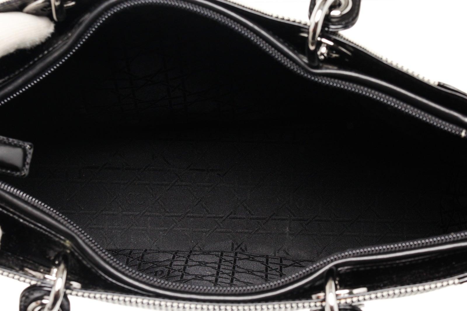 Christian Dior Black Lady Leather Handbag For Sale 3