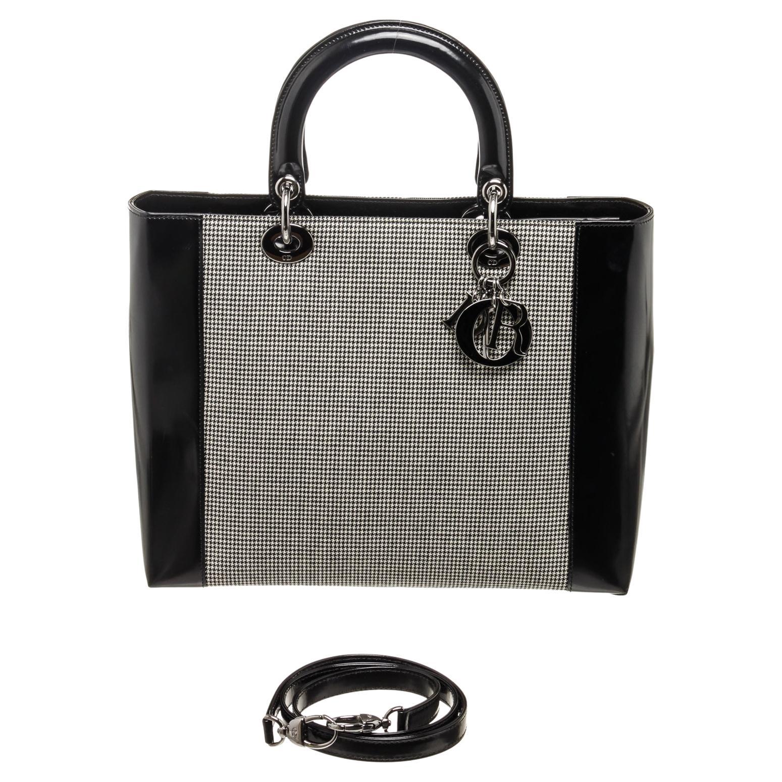 Christian Dior Black Lady Leather Handbag For Sale