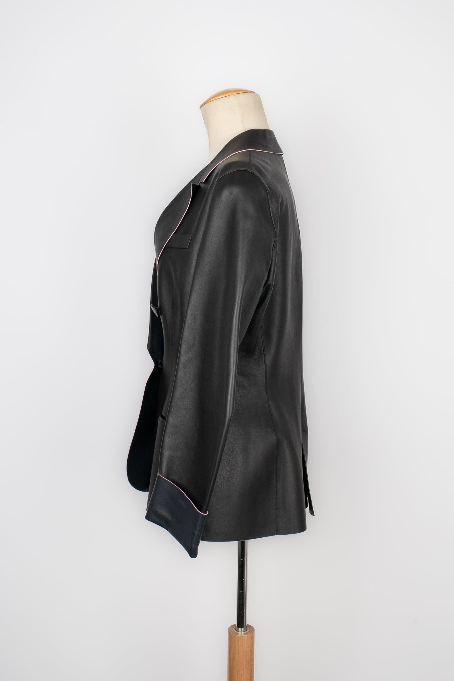 Women's Christian Dior Black Lamb Leather Jacket For Sale