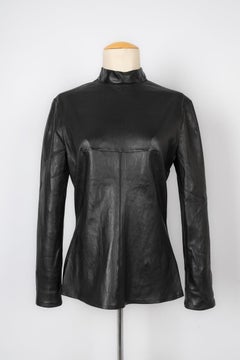 Top de piel de cordero negra Christian Dior