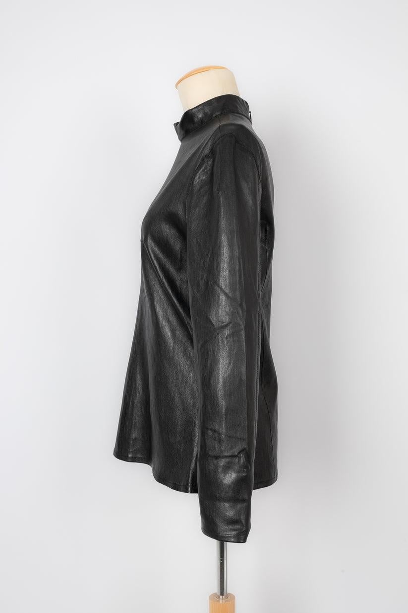 Christian Dior Black Lamb Leather Top In Excellent Condition For Sale In SAINT-OUEN-SUR-SEINE, FR